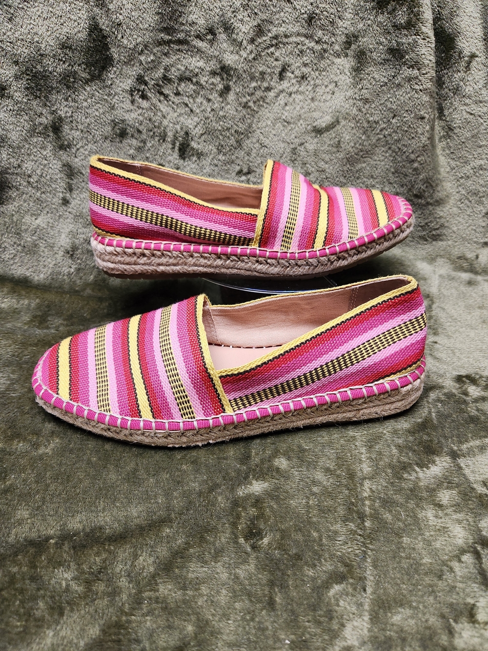 Chelsea & Violet Pink Striped Canvas Espadrilles